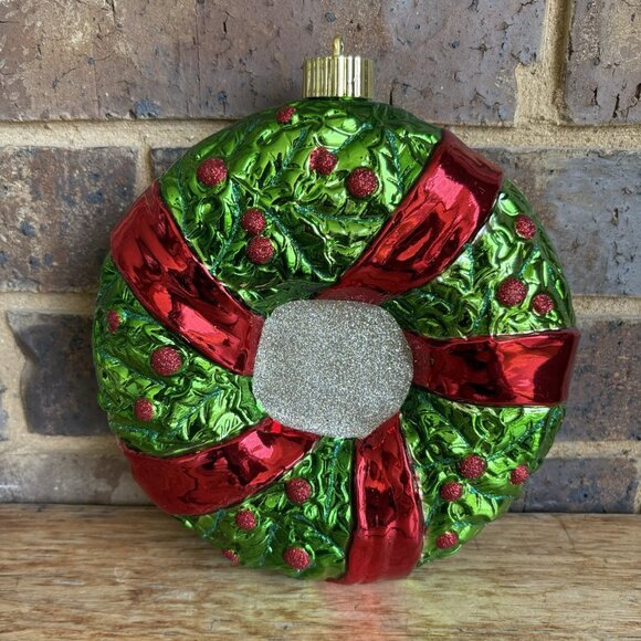 Jumbo Shatterproof Christmas Ornament Wreath 9”x8” - Picture 2 of 6